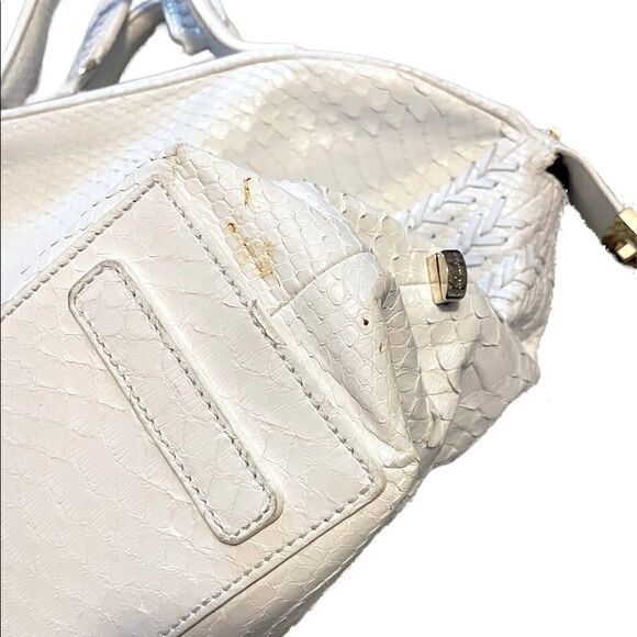 Zagliani White Python Satchel with Removable Crossbody Strap Large Braided Italy - Picture 8 of 16